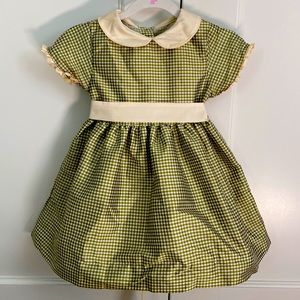 bella bliss Green Gingham Dress with Cream Collar